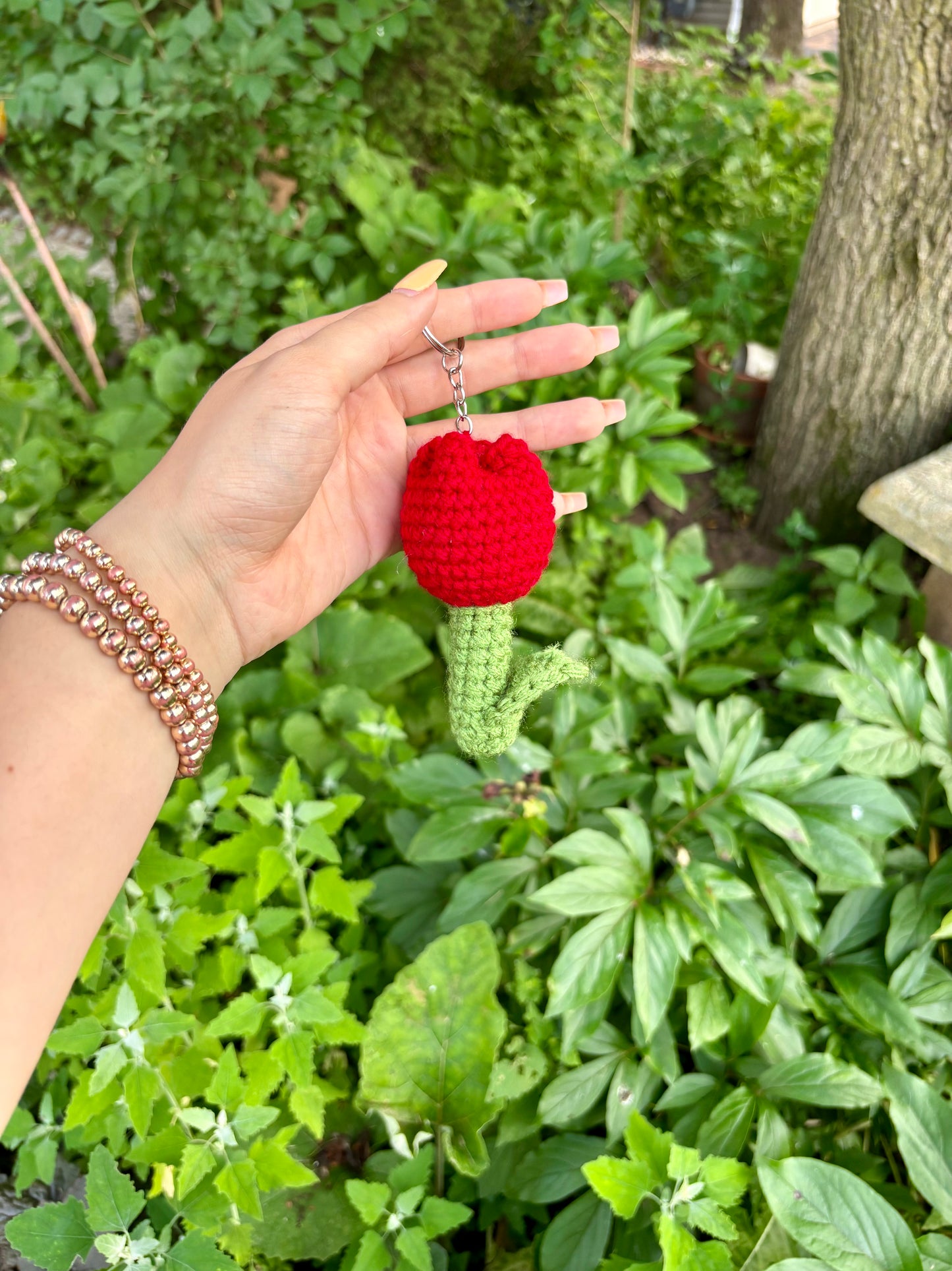 Red Tulip Keychain