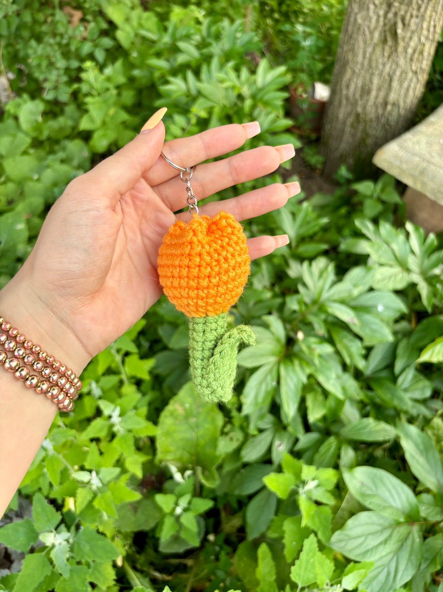 Orange Tulip Keychain