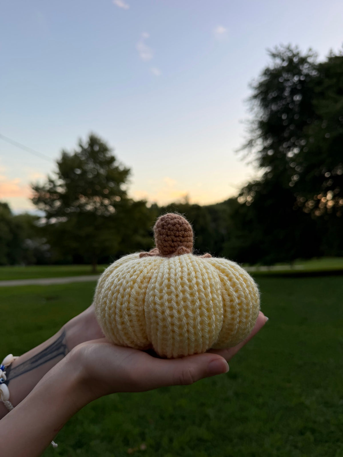 Cream Pumpkin Plushie handmade crochet product view 2