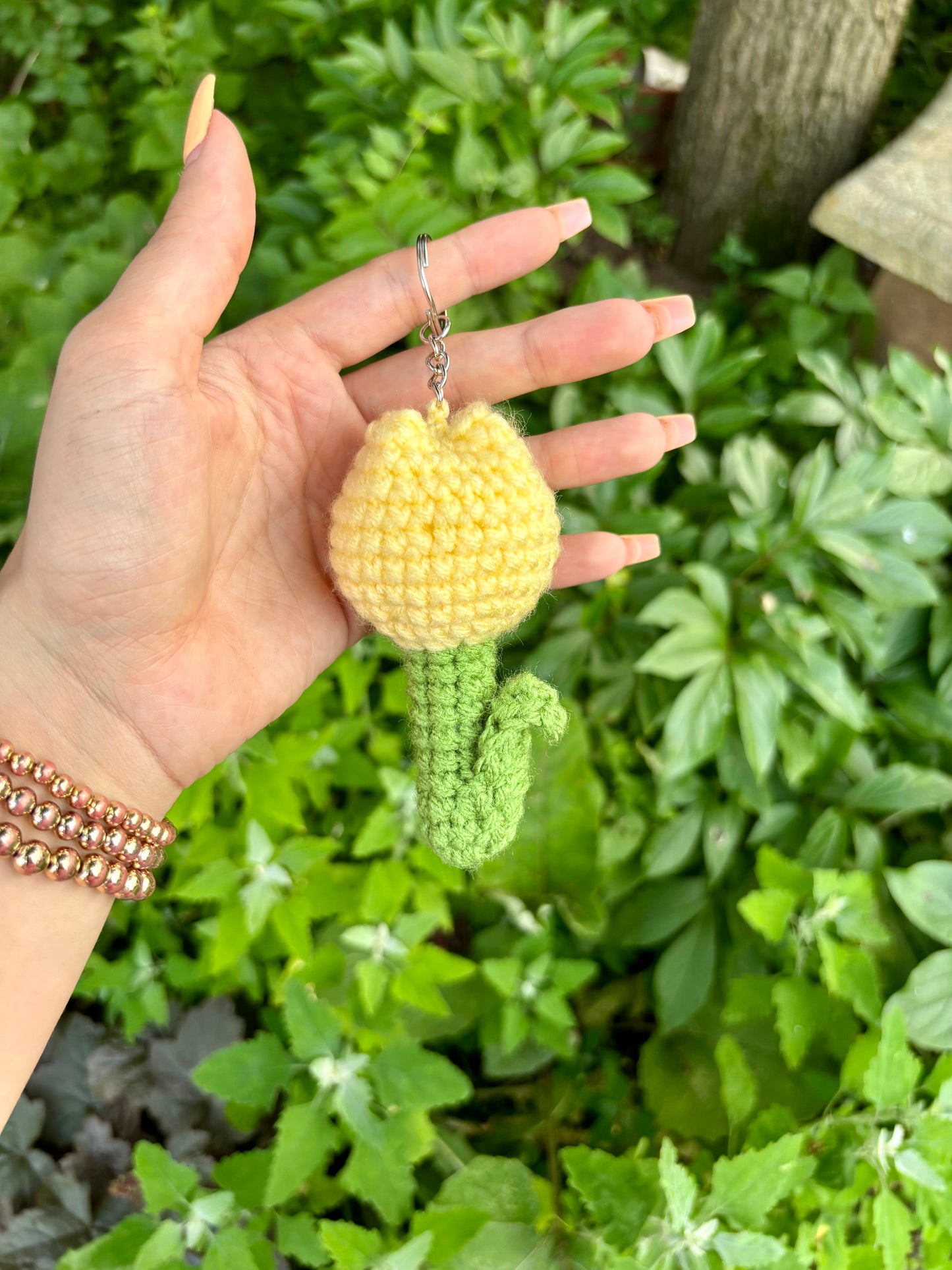 Cream Tulip Keychain