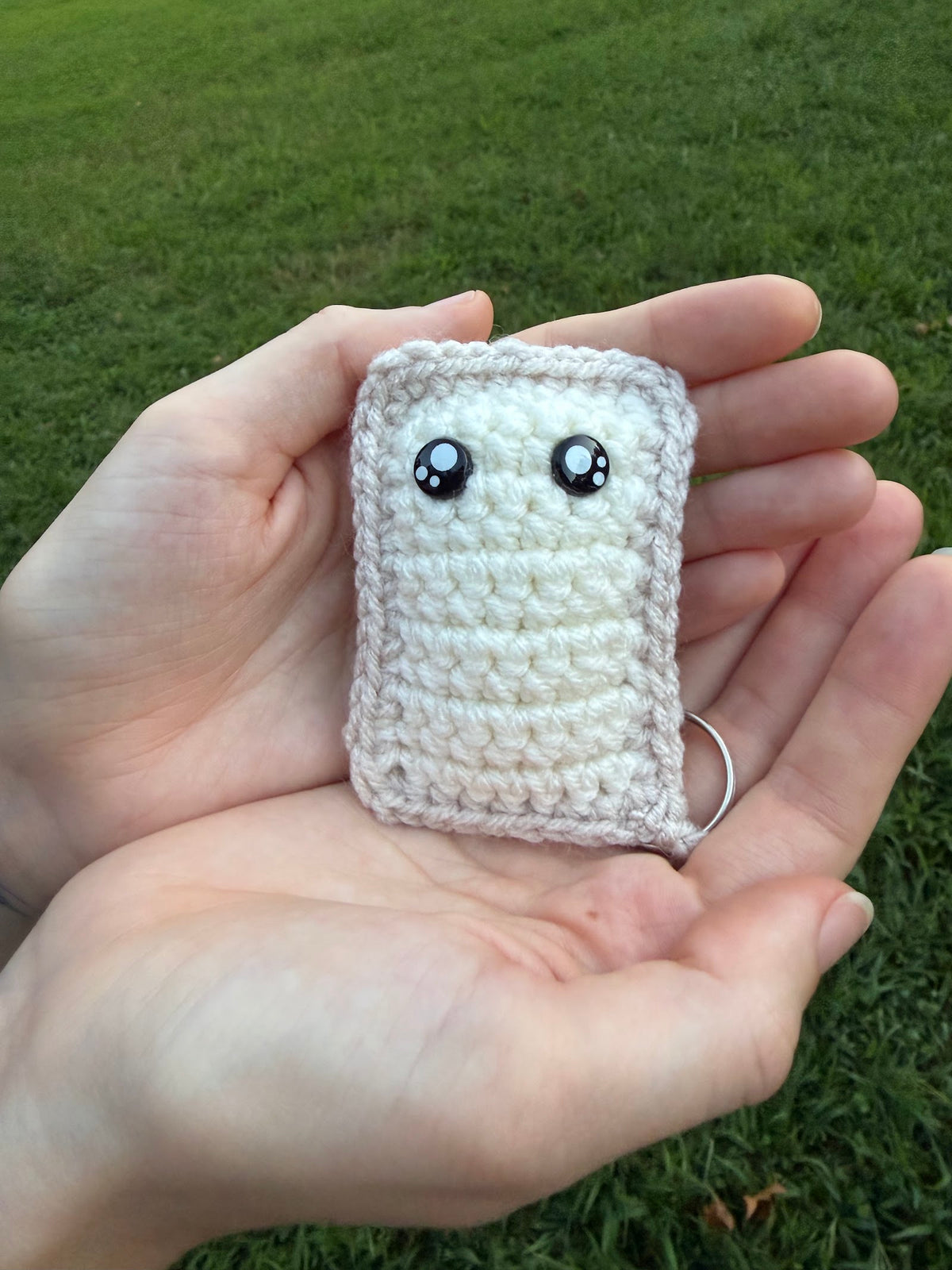 Vanilla Boba Keychain handmade crochet product view 5