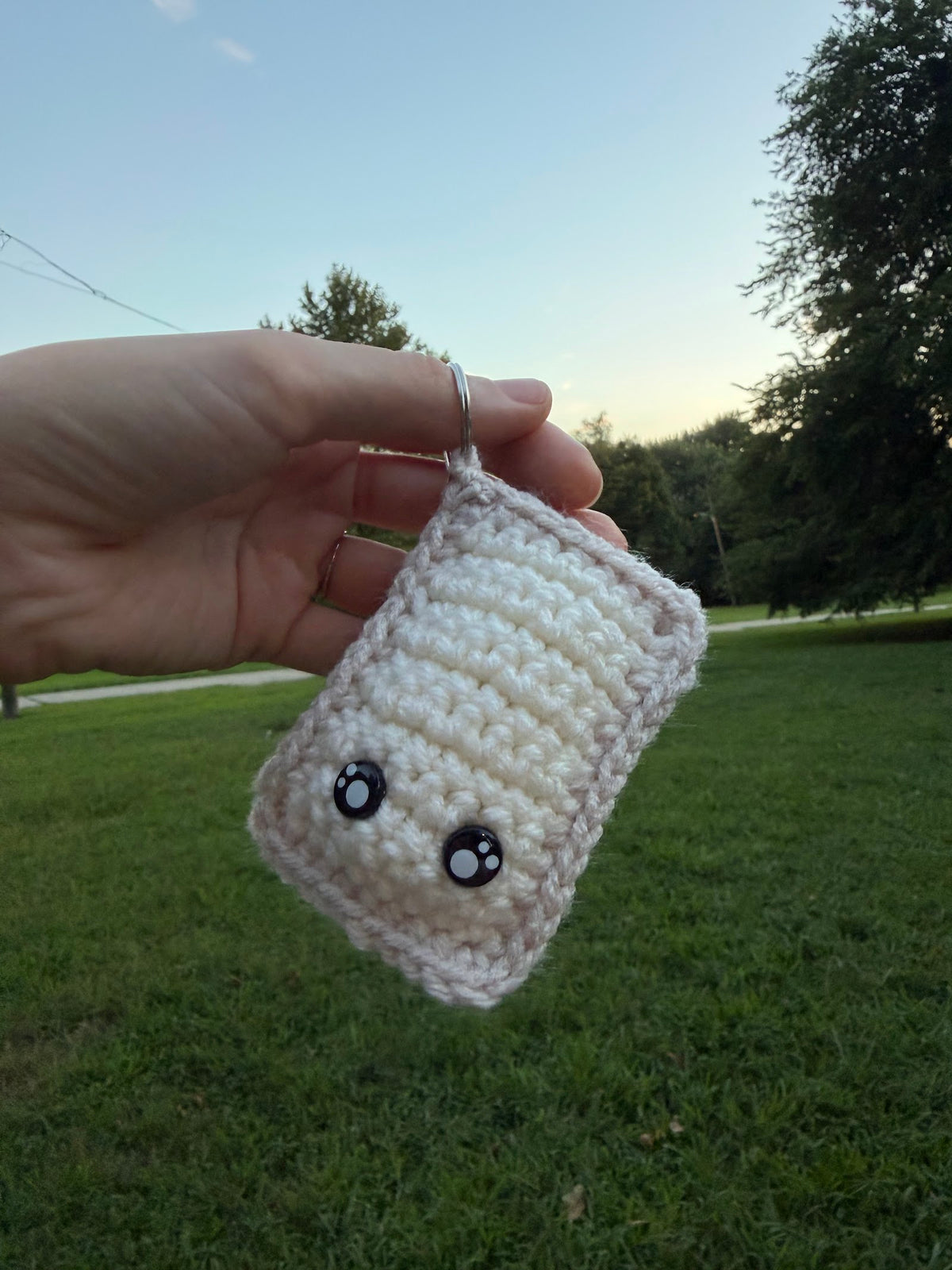 Vanilla Boba Keychain handmade crochet product view 3