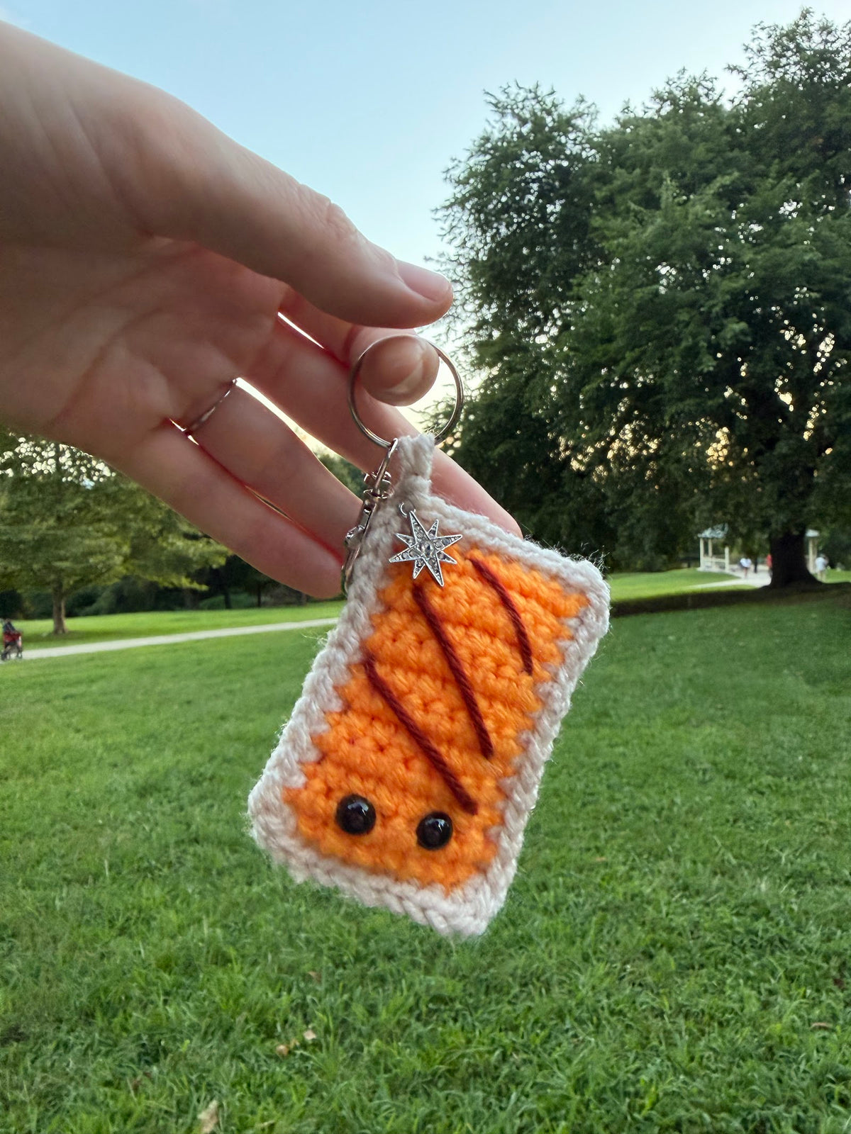 Orange Juice Pouch Keychain handmade crochet product view 4