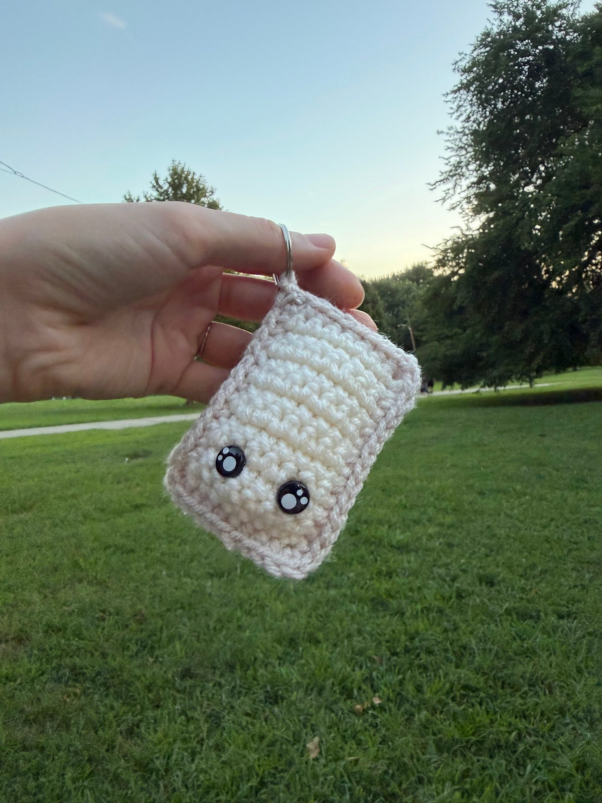 Vanilla Boba Keychain handmade crochet product view 1