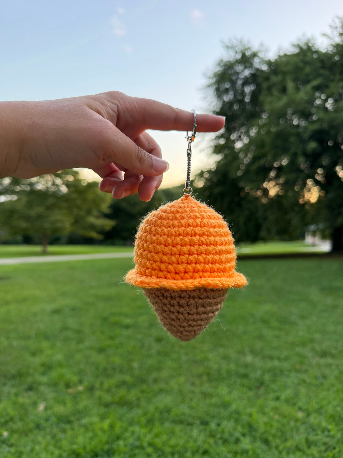 Acorn Charm Keychain handmade crochet product view 3