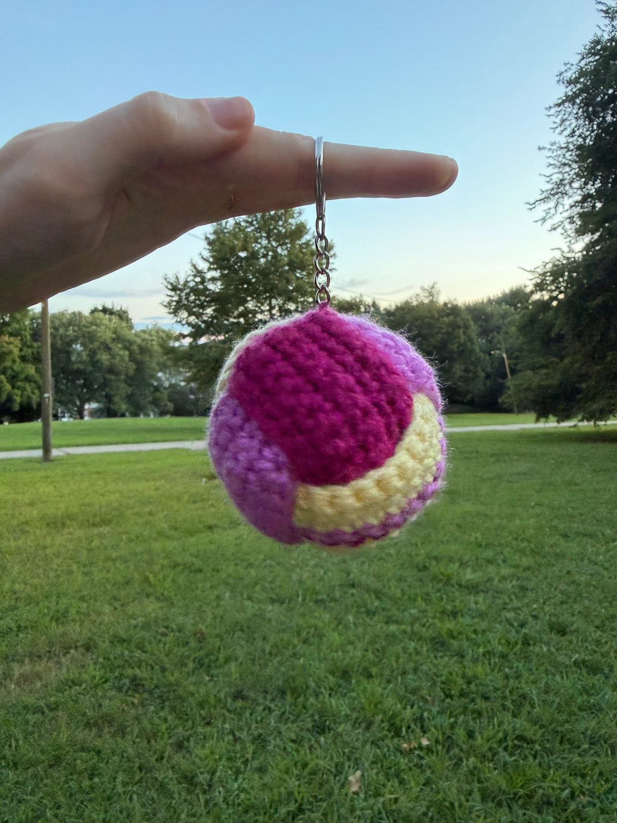 Colorblock Round Bag Charm handmade crochet product view 3