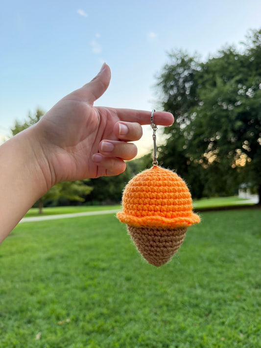 Acorn Charm Keychain handmade crochet product view 1