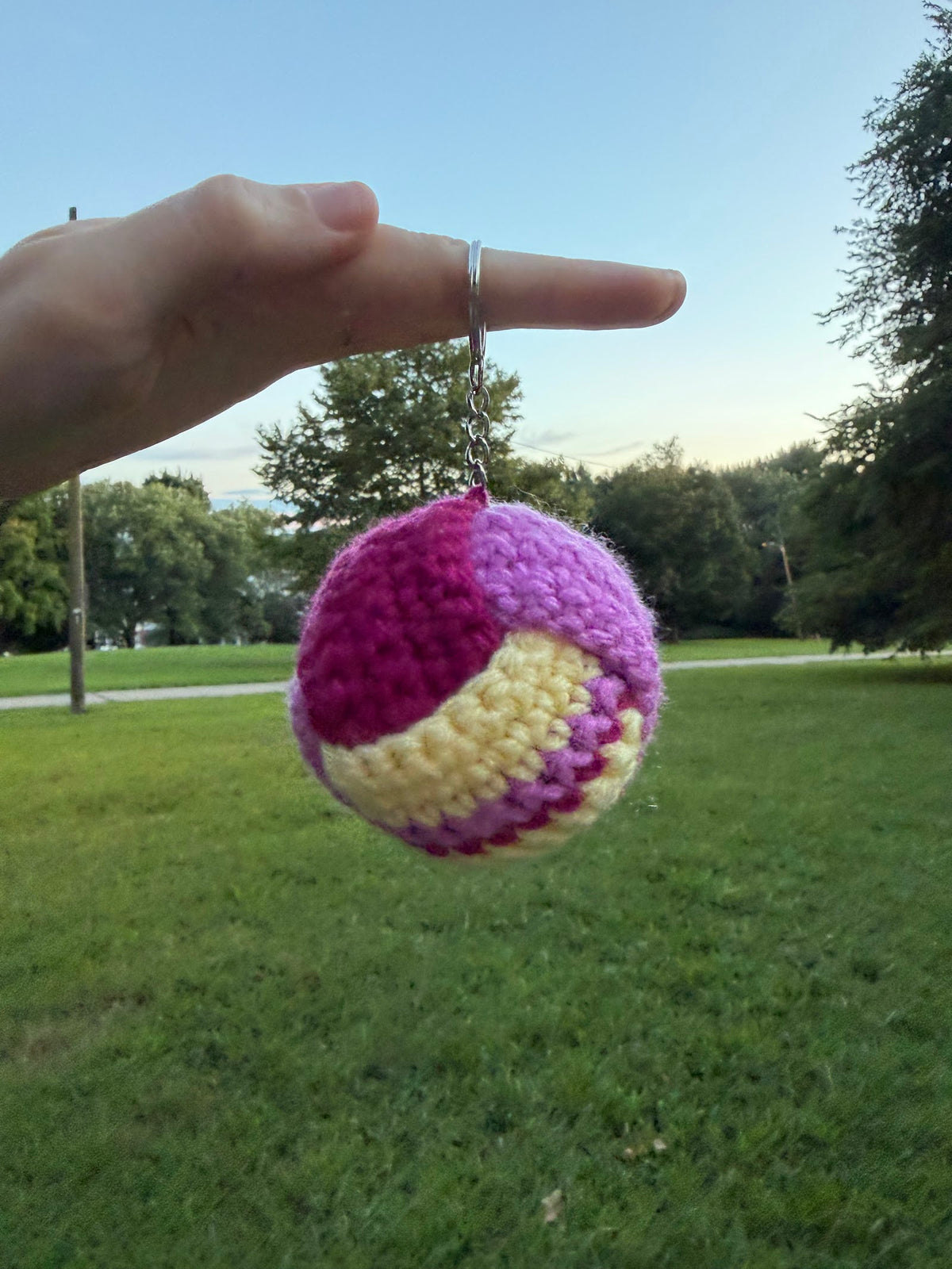 Colorblock Round Bag Charm handmade crochet product view 2