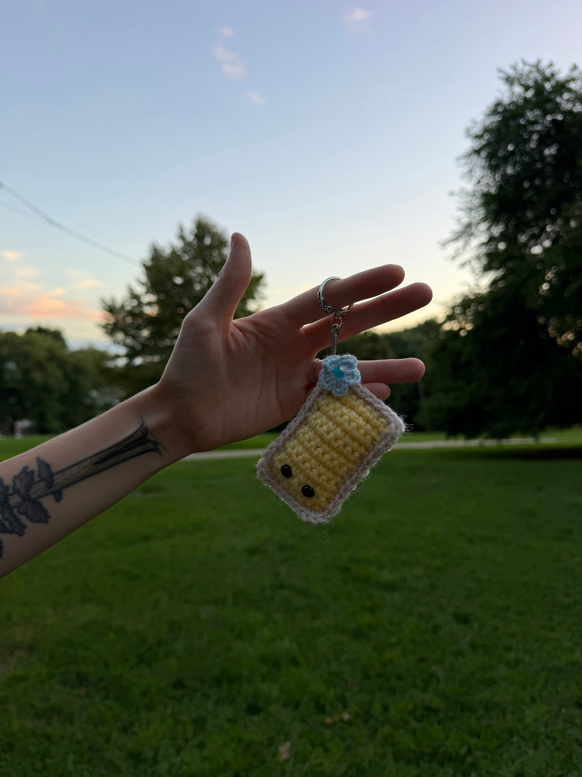 Honey Milk Tea Boba Keychain handmade crochet product view 2