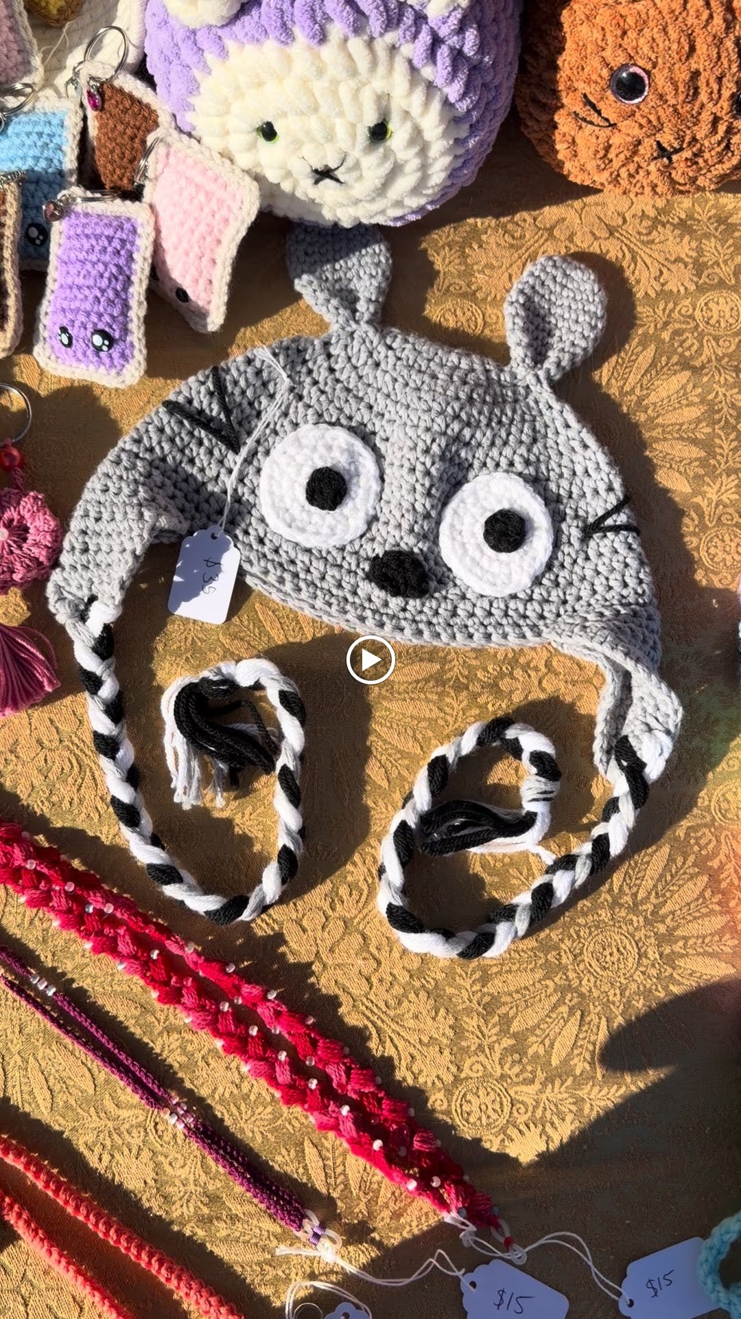 Gray Character Crossbody Bag handmade crochet product view 1