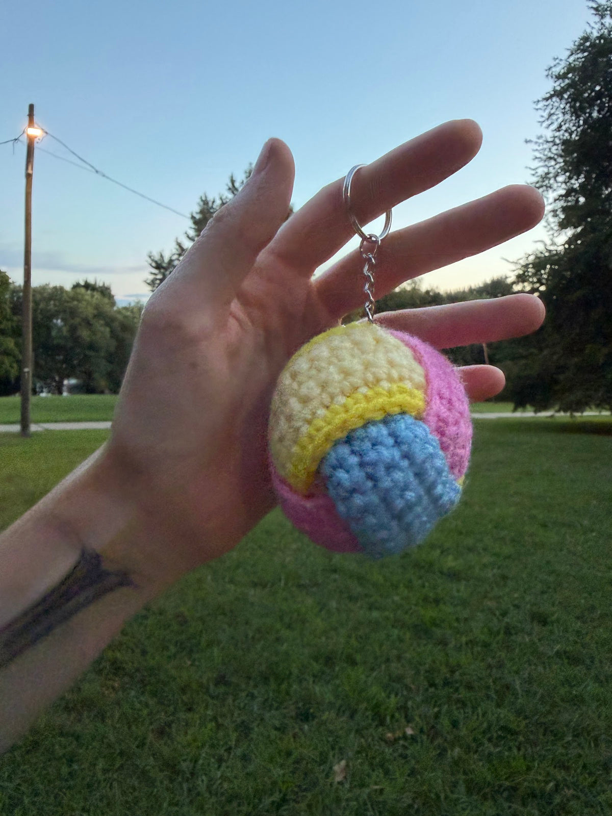 Colorblock Round Bag Charm handmade crochet product view 5