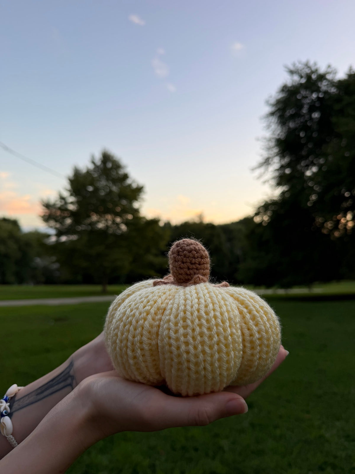Cream Pumpkin Plushie handmade crochet product view 1