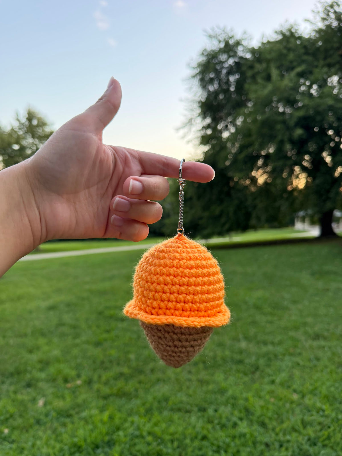 Acorn Charm Keychain handmade crochet product view 2