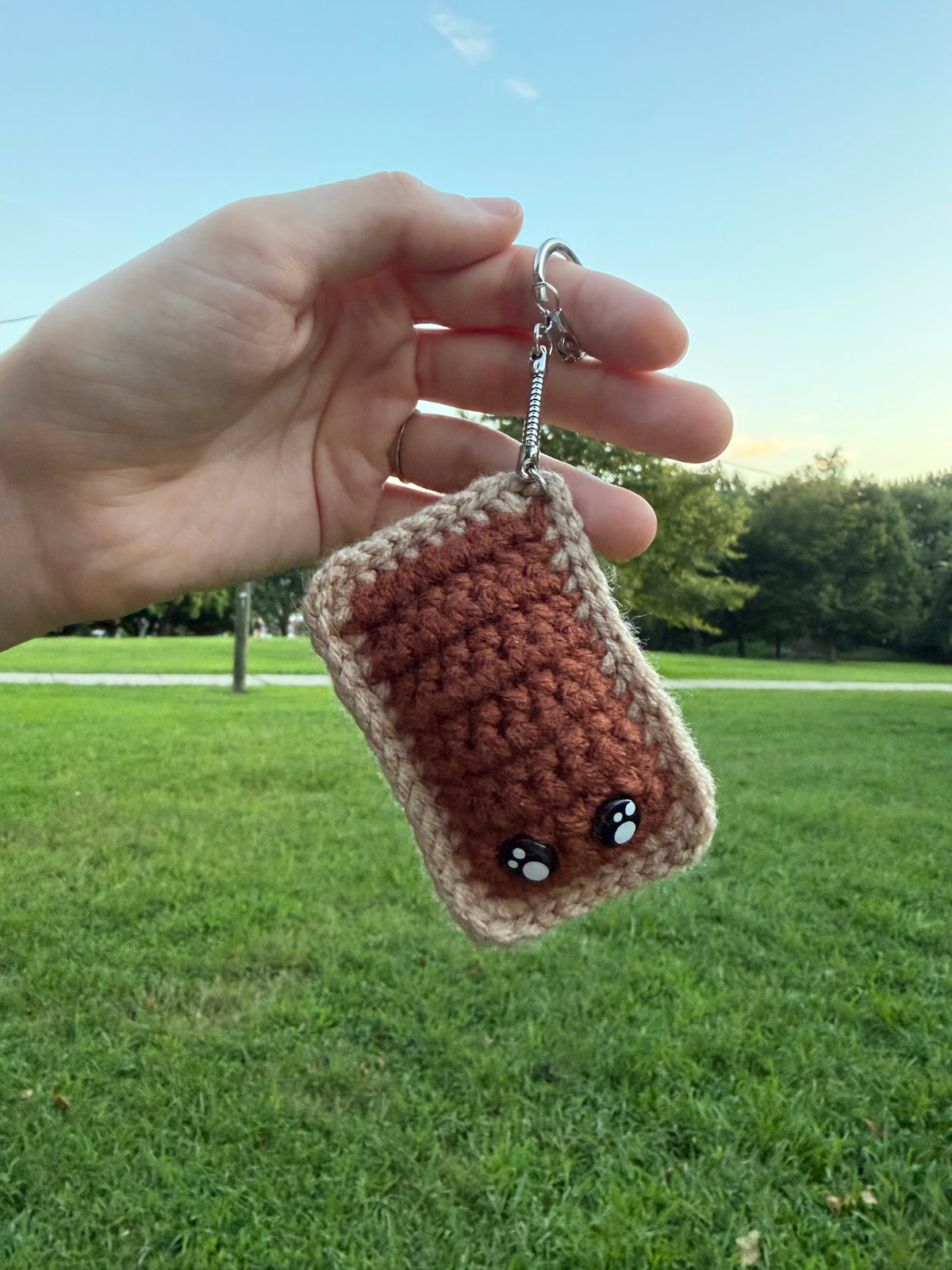 Cocoa Boba Keychain handmade crochet product view 2