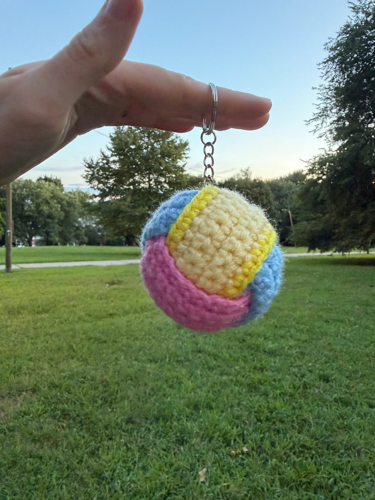 Colorblock Round Bag Charm handmade crochet product view 6