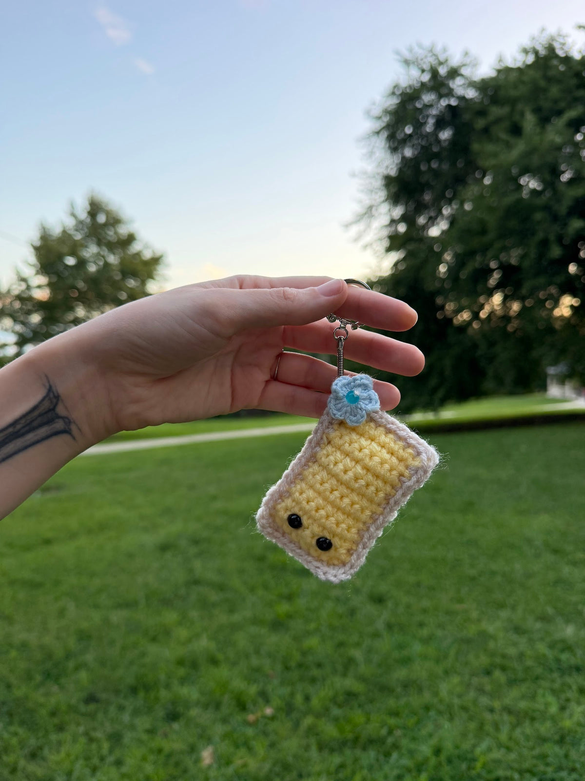 Honey Milk Tea Boba Keychain handmade crochet product view 3