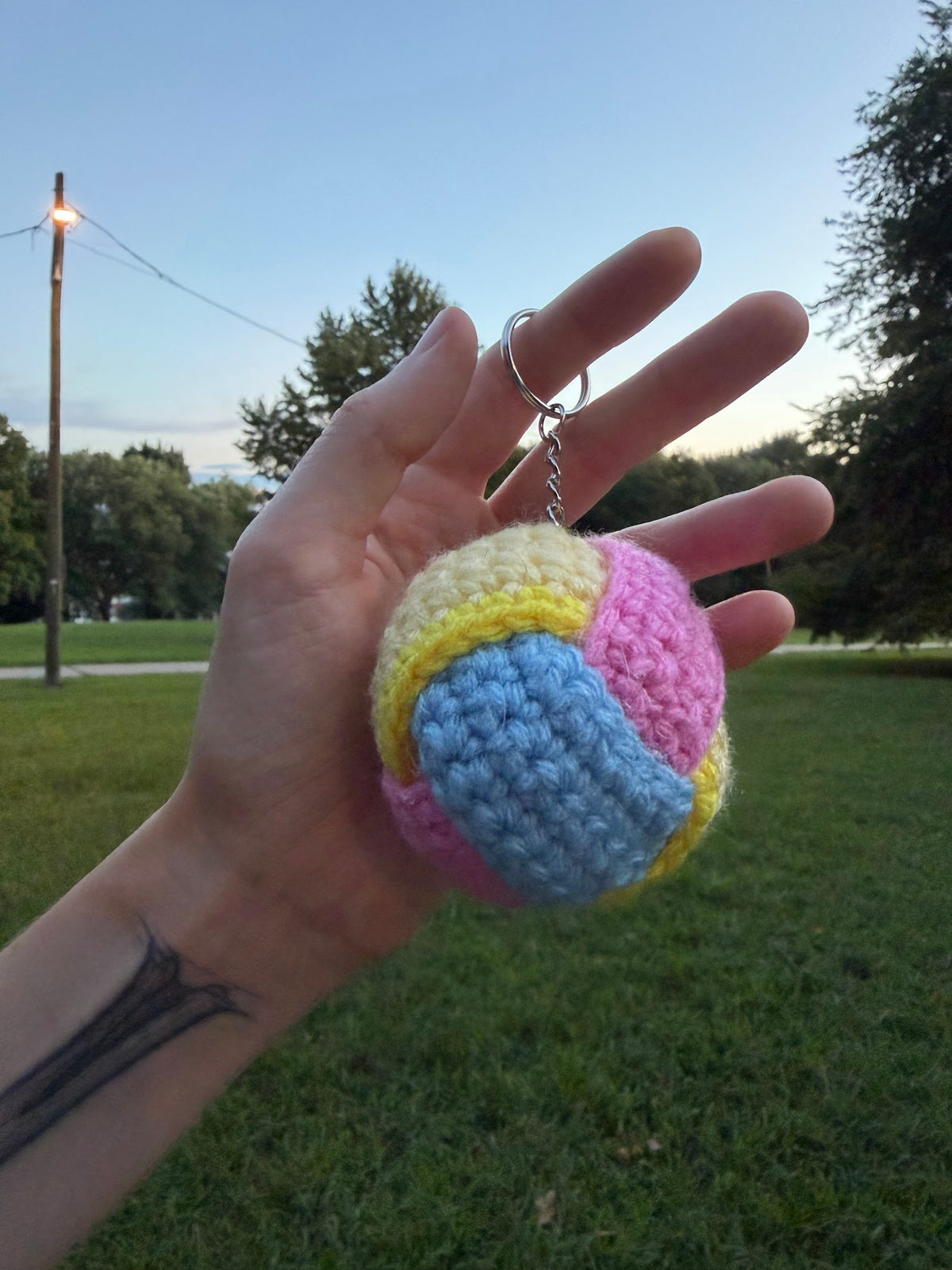 Colorblock Round Bag Charm handmade crochet product view 4