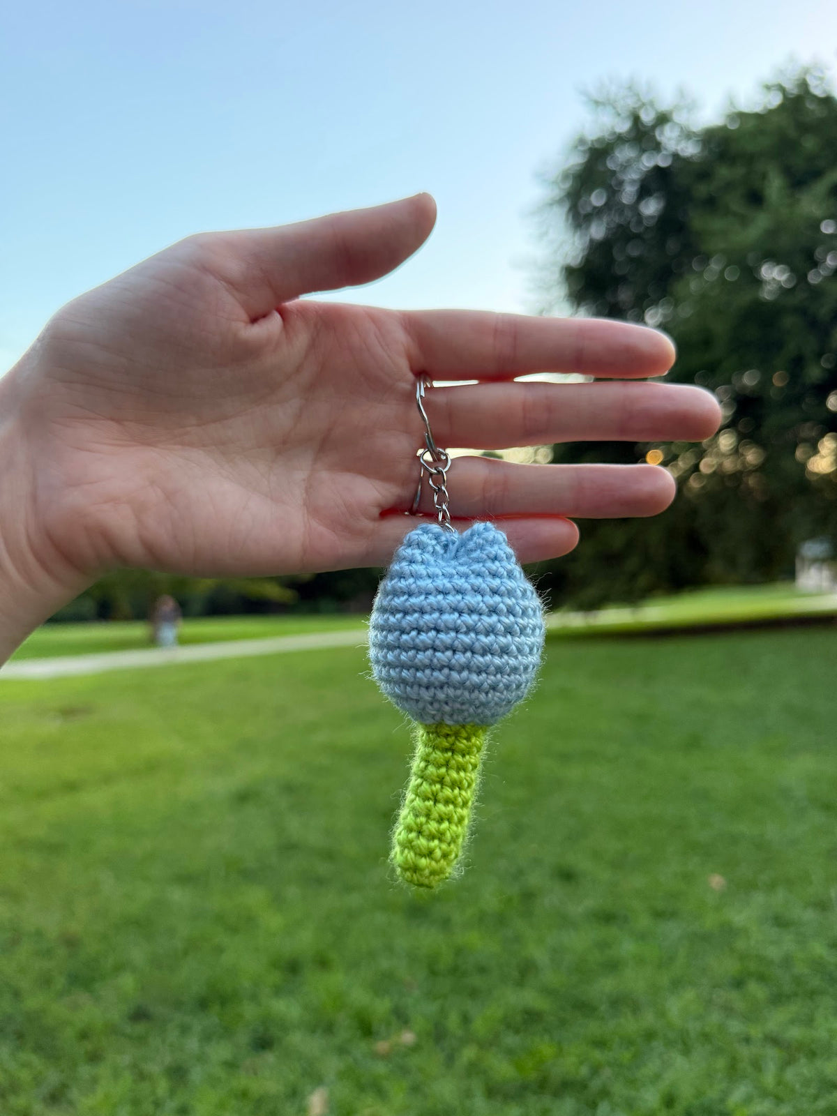 Blue Tulip Keychain handmade crochet product view 1