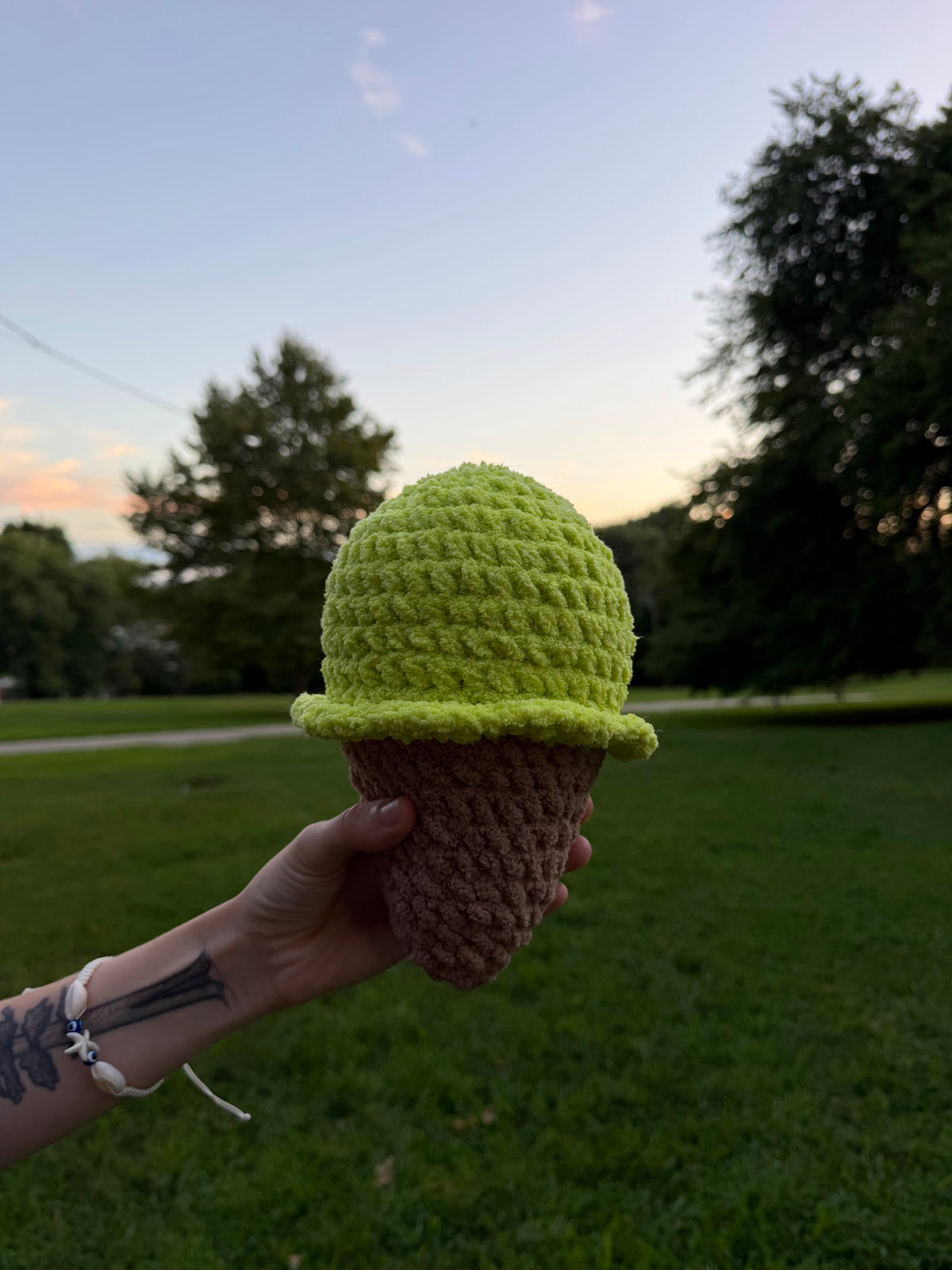 Mint Ice Cream Plushie handmade crochet product view 3