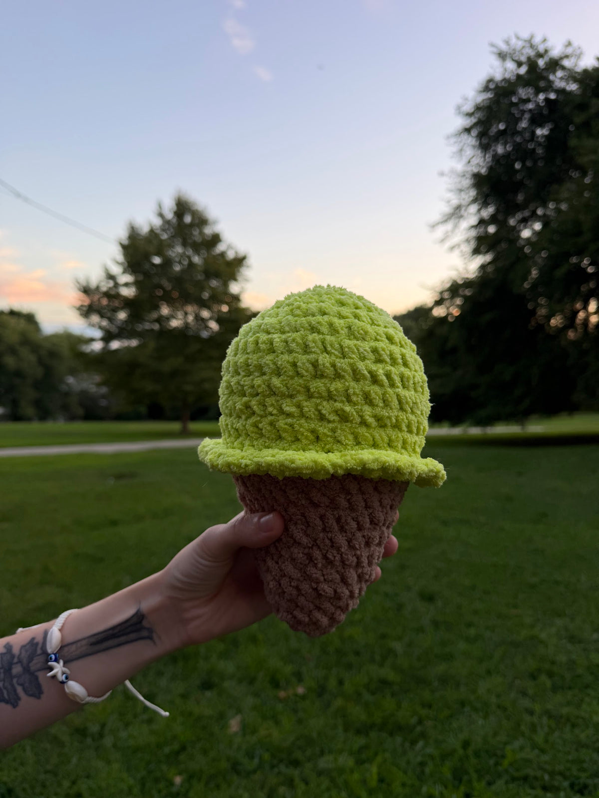 Mint Ice Cream Plushie handmade crochet product view 2