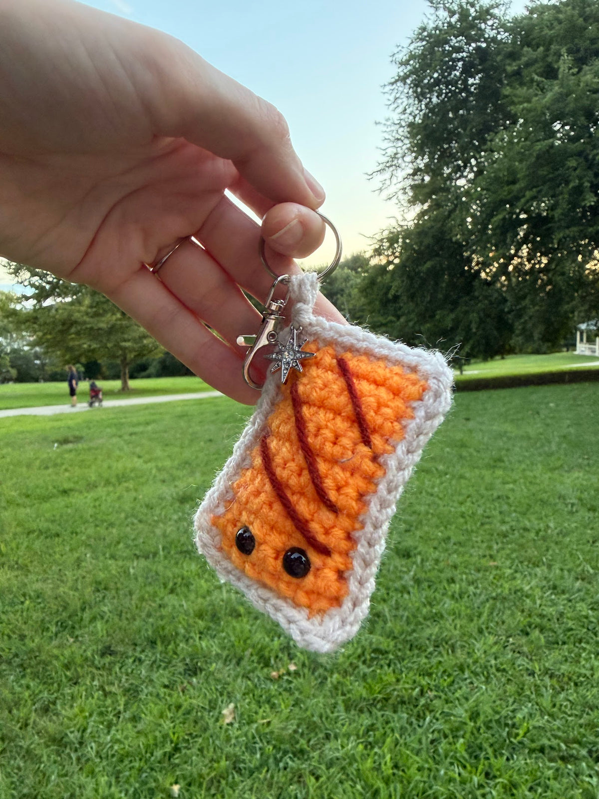 Orange Juice Pouch Keychain handmade crochet product view 2