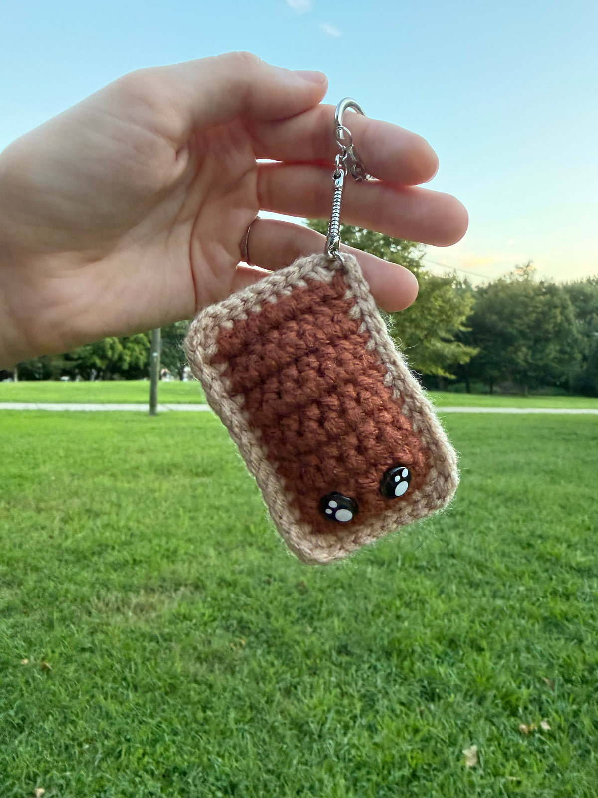 Cocoa Boba Keychain handmade crochet product view 1
