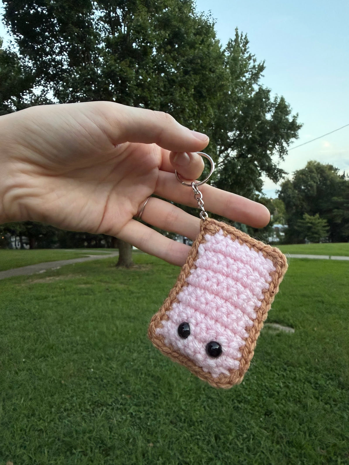 Strawberry Milk Boba Keychain handmade crochet product view 6