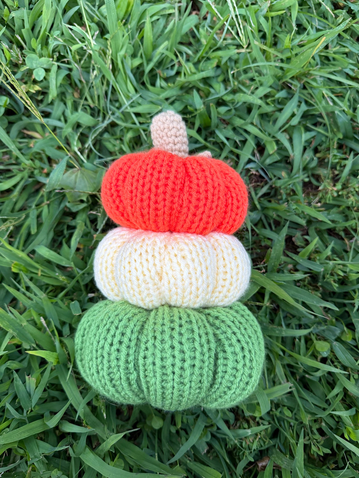 Stacked Pumpkin Trio Decor handmade crochet product view 5