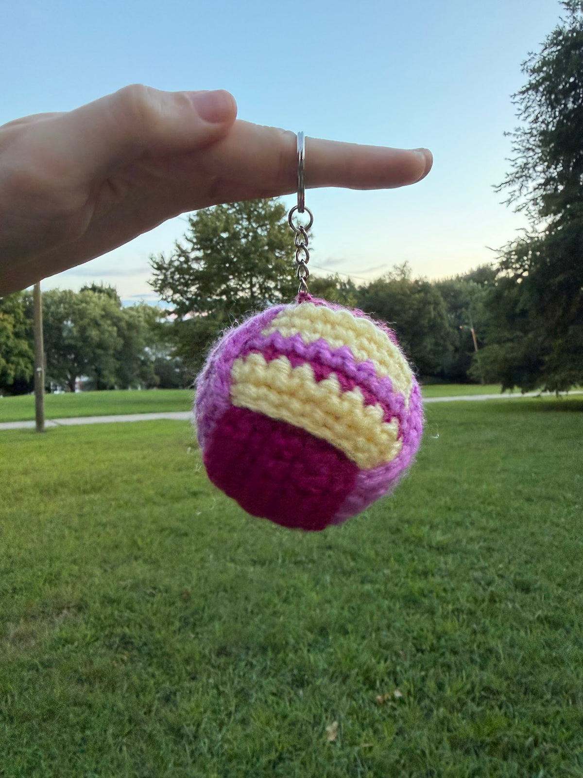 Colorblock Round Bag Charm handmade crochet product view 1