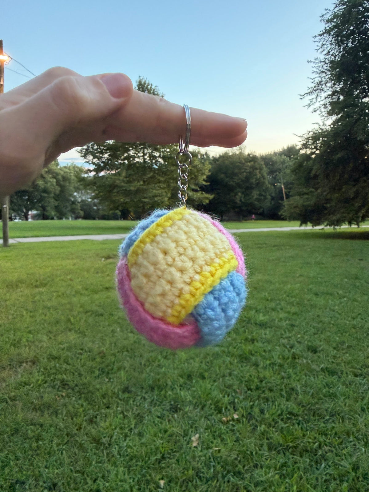 Colorblock Round Bag Charm handmade crochet product view 7