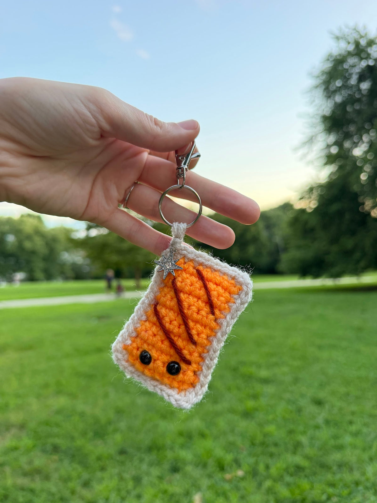 Orange Juice Pouch Keychain handmade crochet product view 1