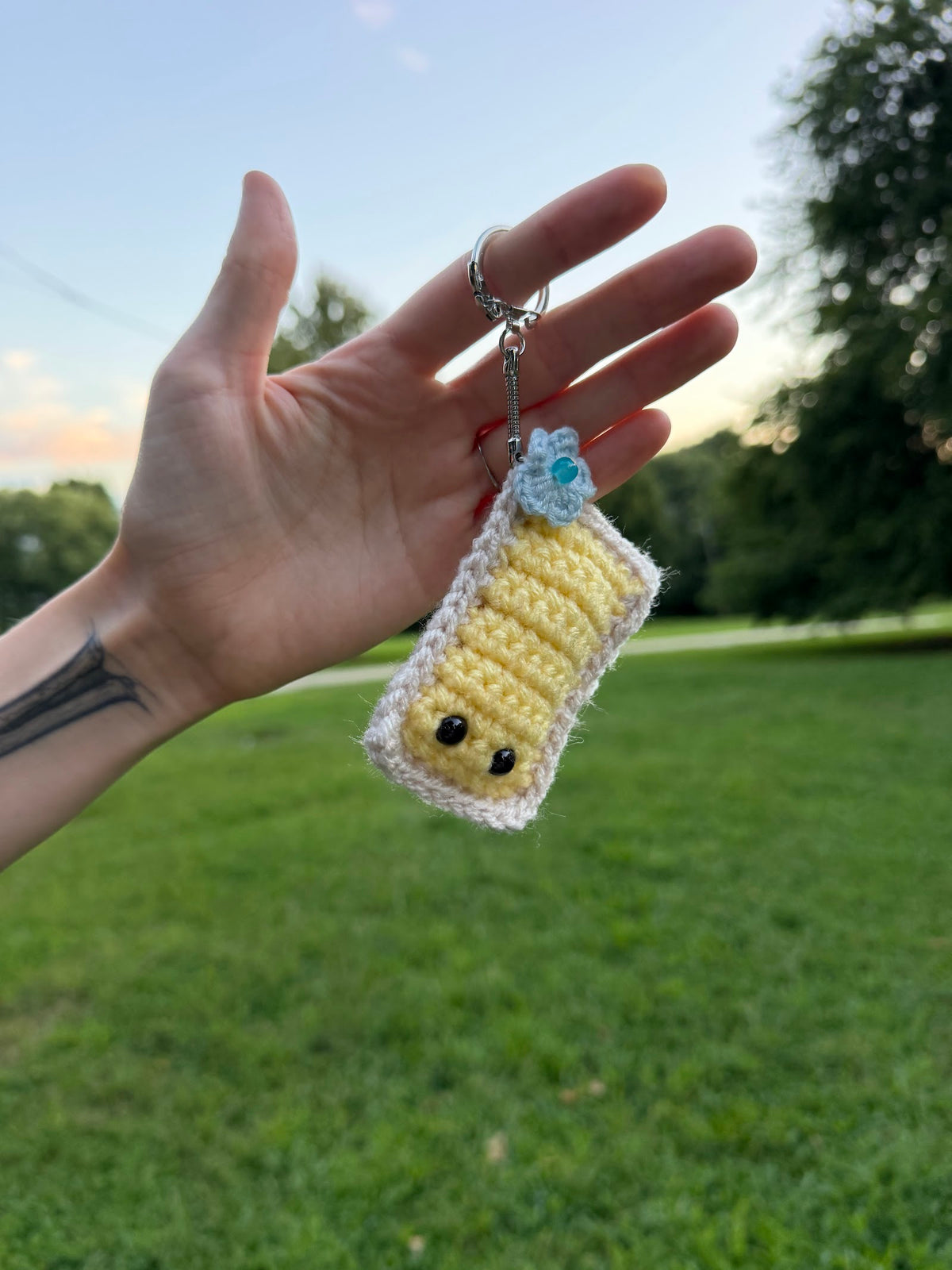 Honey Milk Tea Boba Keychain handmade crochet product view 1