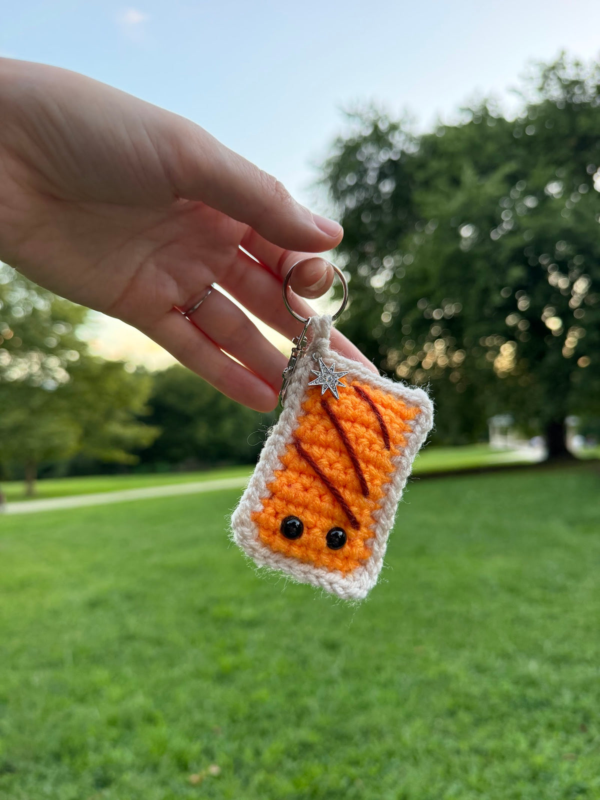 Orange Juice Pouch Keychain handmade crochet product view 3