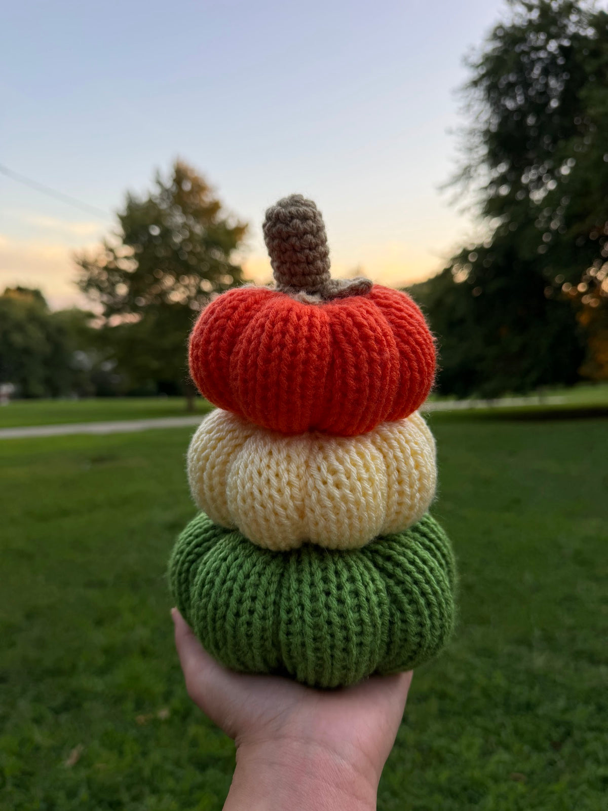Stacked Pumpkin Trio Decor handmade crochet product view 4