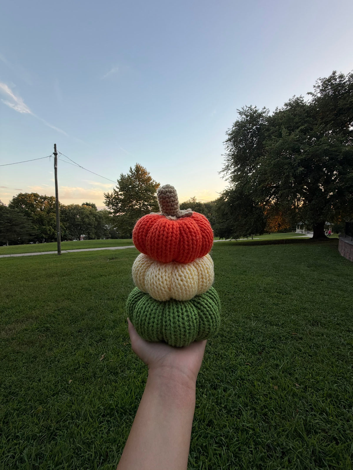 Stacked Pumpkin Trio Decor handmade crochet product view 3
