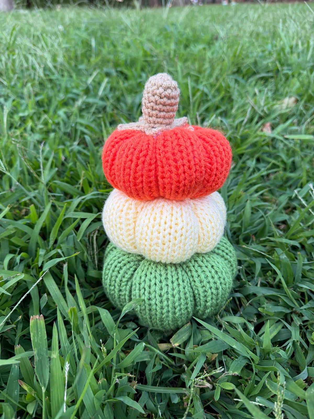 Stacked Pumpkin Trio Decor handmade crochet product view 1